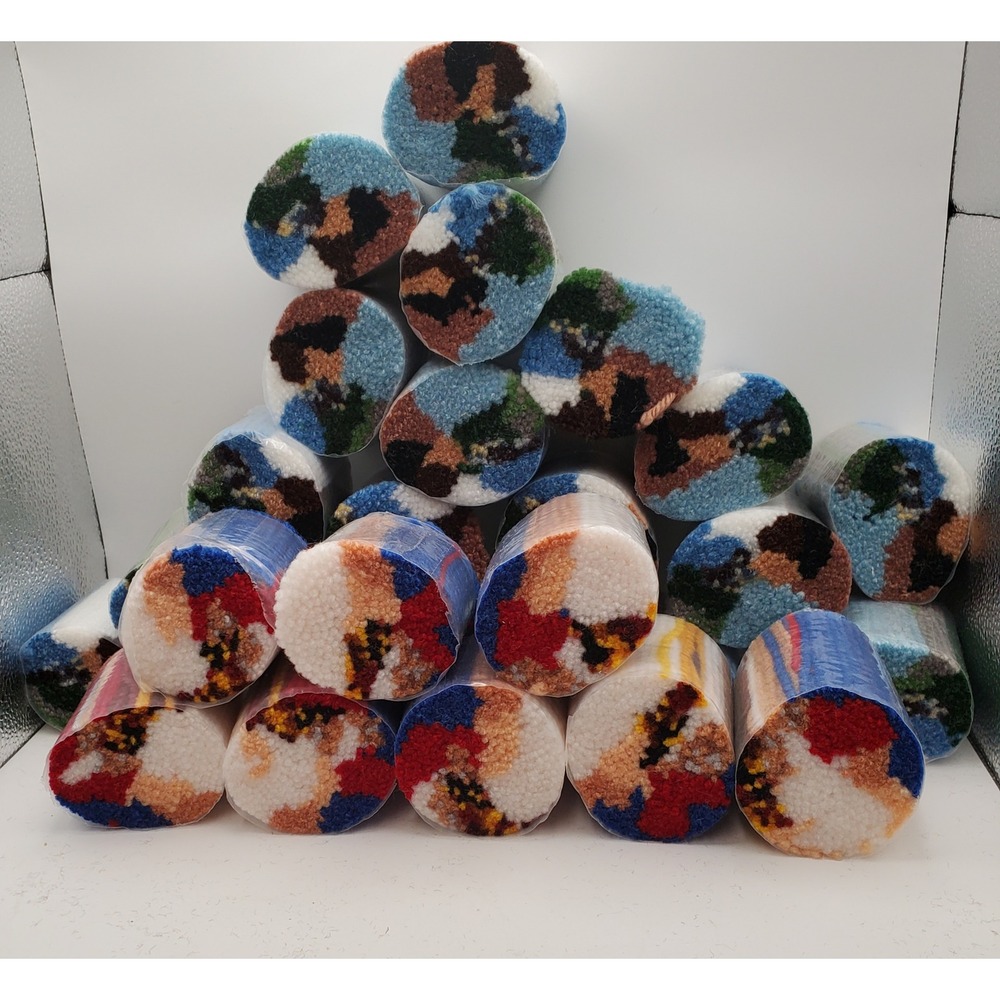 Lot of 26 Latch Hook Rug Yarn Rolls Scenic Landscape Floral Craft Supplies